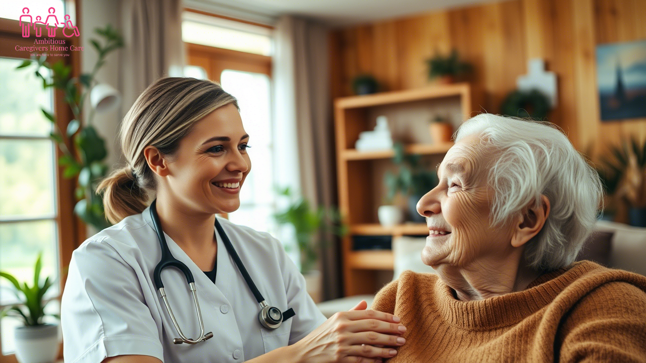 A licensed nurse from Home Health Care Services in Henry Ford to a senior patient, delivering trusted home health care services in a comfortable setting.