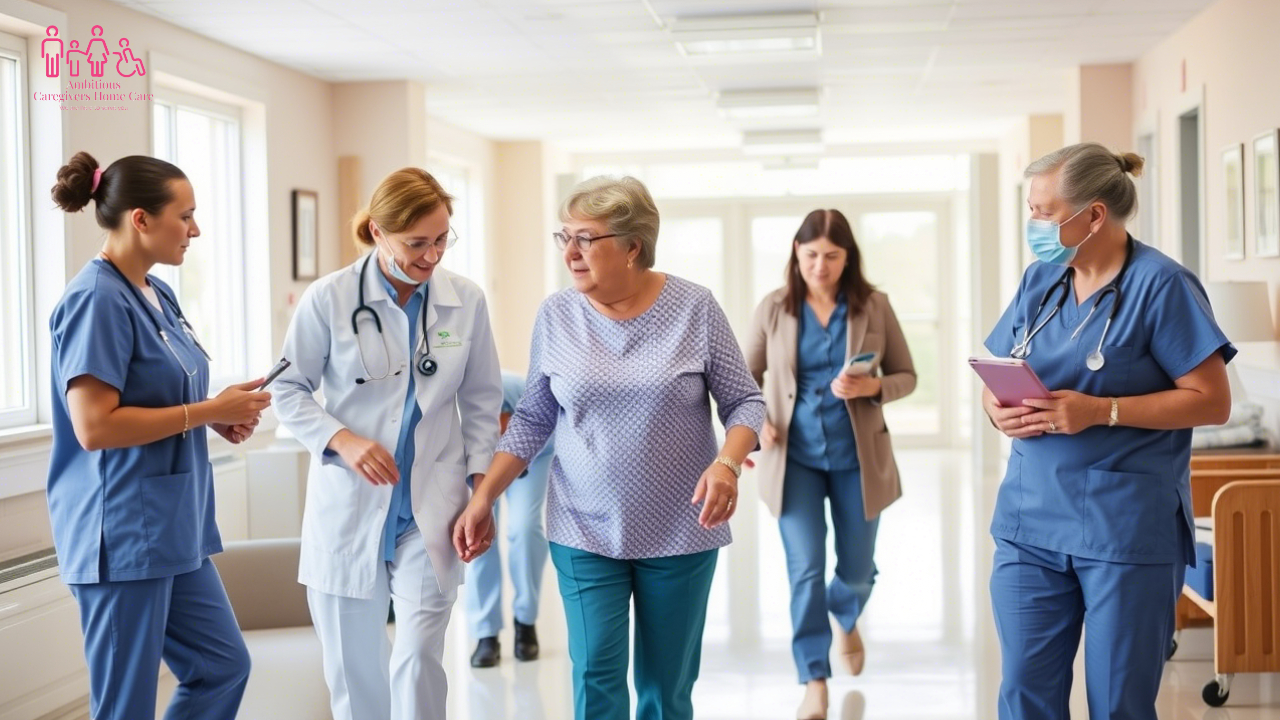 A nurse assists a senior resident with physical therapy at a bright, welcoming Top Skilled Nursing Care Facilities in Banks