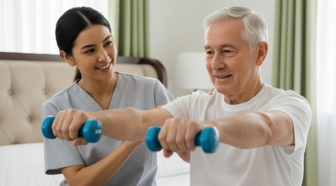 A compassionate nurse offering GAPP pediatric nursing services to a smiling child in a cozy home environment.